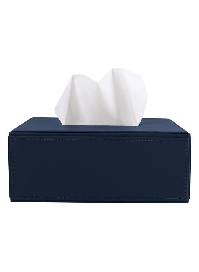 V-CUBE DESIGNS Premium Vegan Leather Tissue Box Holder | Paper Napkin Holder | Sturdy Tissue Case/Cover/Dispenser/Organizer for Home/Bathroom/Office/Table/Desk/Car | Navy Blue - Image 2